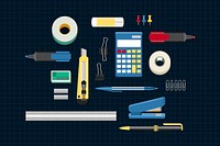 Colorful stationery and art tool set vector