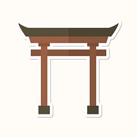 Japanese Torii gate sticker design element vector
