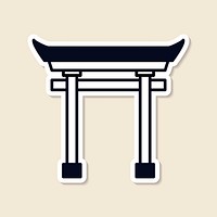 Japanese Torii gate sticker design element vector