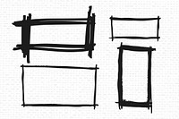 Black rectangle banner frame vector set