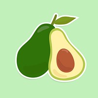 Vector colorful avocado food sticker clipart