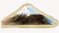 Fuji mountain, ripped paper collage element