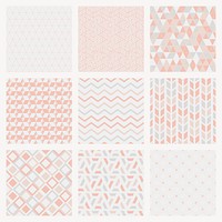 Pink geometric pattern background set vector