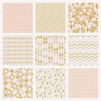 Gold geometric pattern background set psd