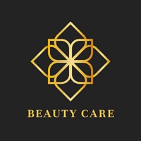 Beauty care flower logo, elegant gold design for health & wellness business vector