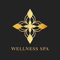 Wellness spa flower logo template, classy gold nature design vector