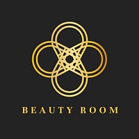 Beauty business logo template, gold luxury design vector