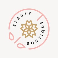 Beauty boutique logo template, creative pink design vector