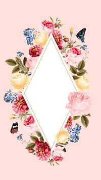 Blank floral rhombus framed card vector