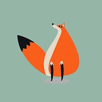 Orange fox animal psd cute wildlife cartoon sticker for kids