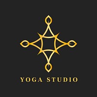 Gold yoga logo template, luxury creative design for health & wellness business vector