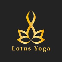 Yoga lotus logo template, gold flower classy design vector