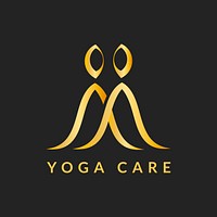 Modern yoga logo template, classy gold wellness business vector