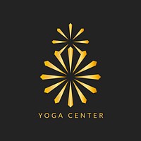 Yoga center gold logo template, elegant modern design vector