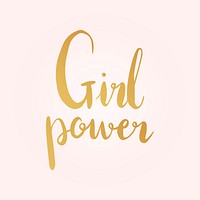 Girl power word, pink & gold typography psd