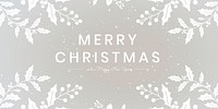 Merry Christmas wish vector gray botanical background