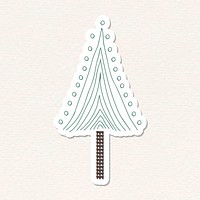 Cute pine tree sticker with a white border vector