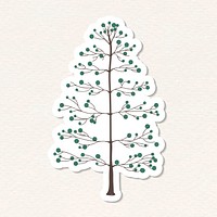 Cute pine tree sticker with a white border vector