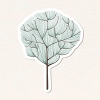 Cute doodle tree sticker with a white border vector