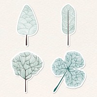 Cute pine tree sticker with a white border vector set