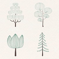 Cute pine tree sticker vector set