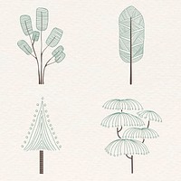 Cute pine tree sticker vector set