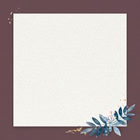 Leafy paper square frame vector