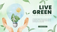 Editable environment presentation template psd with live green text in watercolor