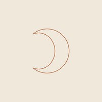 Crescent linear art vector design element on beige background