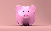 A pink piggy bank on a pink background. Original public domain image from Wikimedia Commons