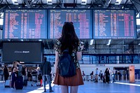 Woman at airport. Original public domain image from Wikimedia Commons