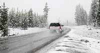 Car driving through the frozen road. Original public domain image from <a href="https://commons.wikimedia.org/wiki/File:Paisai_elurtua.jpg" target="_blank">Wikimedia Commons</a>