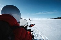 Woman in a motor sled race