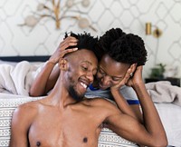 Romantic black couple in the bedroom