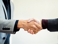 Businessmen shaking hands at the office