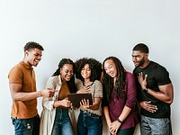 Black people having a video call via a digital tablet
