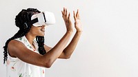 Black woman enjoying a VR headset social template