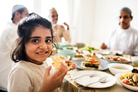 Muslim family having a Ramadan feast