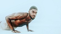 Strong man doing push-up exercises wallpaper 