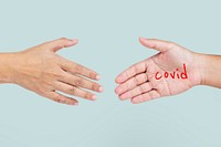 Hands with social distancing during coronavirus pandemic