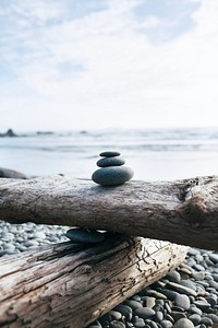 Balanced rocks at the beach zen and nature photography