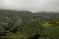 Foggy green mountains background landscape photography