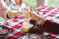 Happy family having a Christmas dinner at home