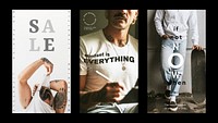 Men’s lifestyle social media story template vector set