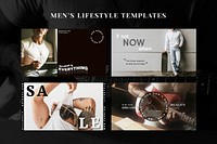 Men’s lifestyle presentation template vector set