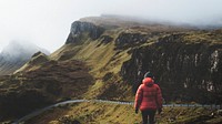 Woman at Quiraing on the Isle of Skye in Scotland