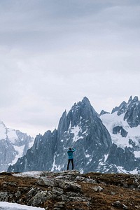 Man watching Chamonix Alps in France