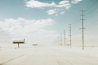Empty desert road in Palm Springs