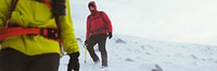 Hiker hiking on a snowy mountain