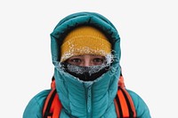 Woman mountaineer sticker, outdoor travel isolated image psd